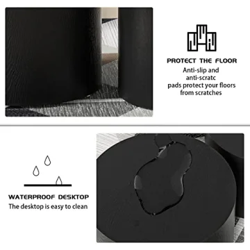 Modern Round Wood Coffee Table Set Minimalist Living Room