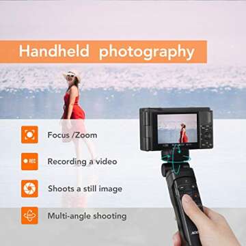 AODELAN Mini Shooting Grip and Tripod with Wireless Remote Shutter for Sony ZV-E10 ZV-1 A7SM3 A7C A7RIV 9 7RIV 7RIII 7III RX0II RX100M7 Camera for Still Photo and Video Recording, Replace GP-VPT2BT