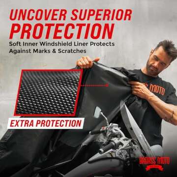 Badass Moto - Motorcycle Cover Waterproof Outdoor, Heavy Duty Motorcycle Cover, Motorcycle Sun Cover...