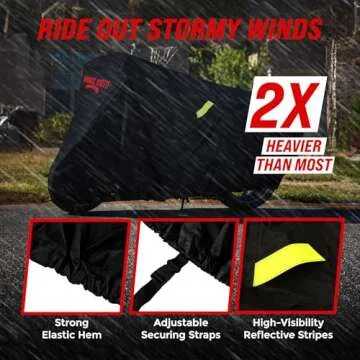 Badass Moto - Motorcycle Cover Waterproof Outdoor, Heavy Duty Motorcycle Cover, Motorcycle Sun Cover, Fits Motorcycle Cover Harley Davidson, Cruiser Motorcycle Cover - Large 97”L x 57”H