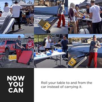 Portable Folding Table & Chairs with Wheels, 6 Ft