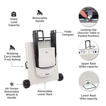 Portable Folding Table & Chairs with Wheels, 6 Ft