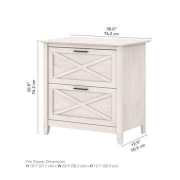 Bush Furniture Key West 2 Drawer Lateral File Cabinet in Linen White Oak | Document Storage for Home Office | Accent Chest with Drawers