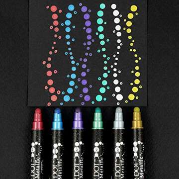 Kuretake CLEAN COLOR DOT Metallic Dual tip markers 6 Colors set, 0.5mm fine tip and a flexible dot tip, for Journals, Crafts, Illustration, Lettering, Planners, for Adult, Kids, Made in Japan
