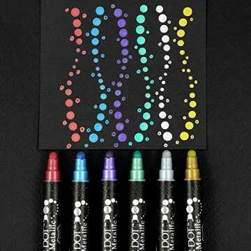 Kuretake CLEAN COLOR DOT Metallic Dual tip markers 6 Colors set, 0.5mm fine tip and a flexible dot tip, for Journals, Crafts, Illustration, Lettering, Planners, for Adult, Kids, Made in Japan