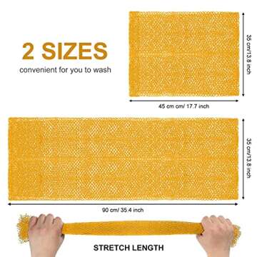 2 Pieces African Net Bath Sponge African Exfoliating Long Body Scrubber Tight Weave Beauty Skin Smoo...