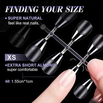 Gelike EC Extra Short Almond Gel Nail Tips Kit for Soak Off,Full Cover Soft Nail Tips,Pre-buff PMMA Resin,Clear Ultra-Thin Design,12 Sizes,240 Pieces