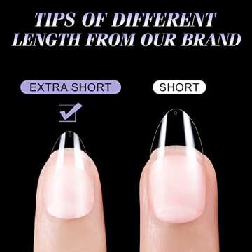 Gelike EC Extra Short Almond Gel Nail Tips Kit for Soak Off,Full Cover Soft Nail Tips,Pre-buff PMMA Resin,Clear Ultra-Thin Design,12 Sizes,240 Pieces
