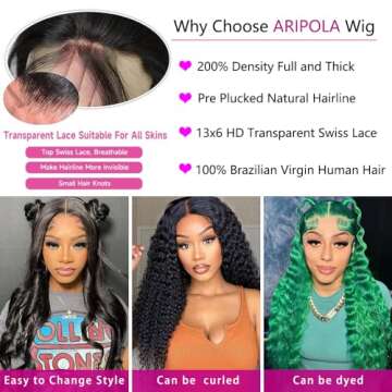 ARIPOLA 30 Inch Straight Lace Front Wigs Human Hair 13x6 HD Transparent Lace Front Human Hair Wigs for Women Glueless Brazilian Virgin Hair Lace Frontal Wig 200% Density Pre Plucked with Baby Hair