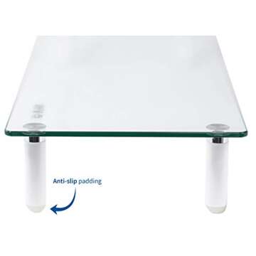 VIVO Glass Ergonomic Tabletop Riser, Standard Desktop Universal Straight Stand for Computer Monitor, LCD LED TV, Monitor, Laptop, Notebook, and More, STAND-V000R