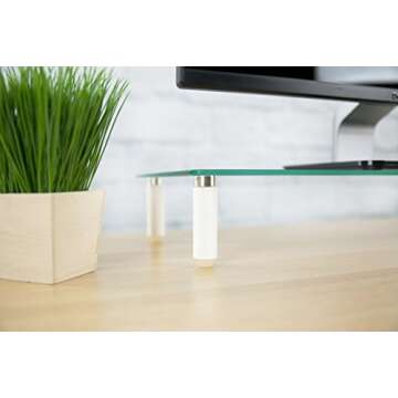 VIVO Glass Ergonomic Tabletop Riser, Standard Desktop Universal Straight Stand for Computer Monitor, LCD LED TV, Monitor, Laptop, Notebook, and More, STAND-V000R