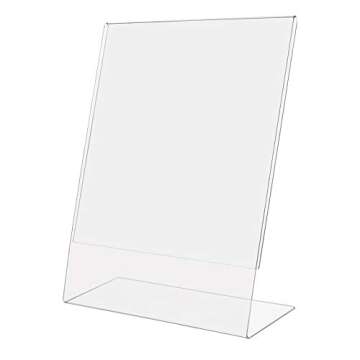 SOURCEONE.ORG 8.5 x 11 Thick Acrylic Slant Back Sign Holder, Ad Frame, Picture Frame, Clear sign hol...