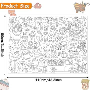 ZOIIWA Hello Fall Coloring Poster for Kids Giant Drawing Poster Large Autumn Pumpkin Coloring Tablec...