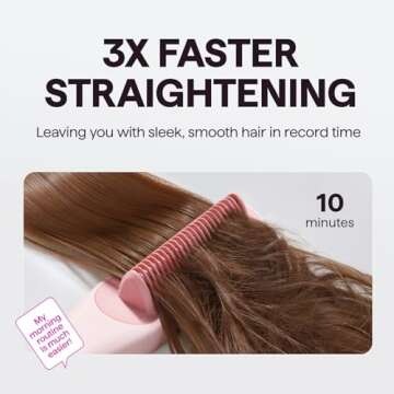 Wavytalk Pro Steam Hair Straightener Brush, 3 in 1 Straightening Brush with Steam, Brush and Straightener, Steam Features to Enhance Nourishing Styling Experiences and Expedite the Straightening, Pink