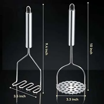 VOOVAO 2 Pcs Potato Masher for Potatoes, Heavy Duty Stainless Steel Integrated Kitchen Tool