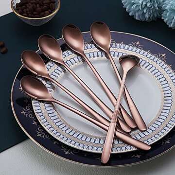 Premium Rose Gold Long Handle Spoons Set for Elegant Dining