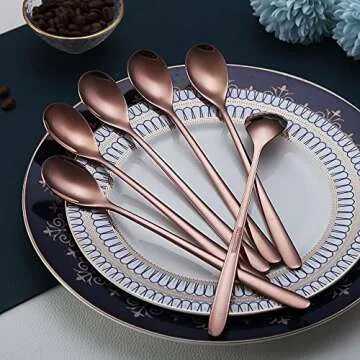 Premium Rose Gold Long Handle Spoons Set for Elegant Dining