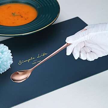 Premium Rose Gold Long Handle Spoons Set for Elegant Dining