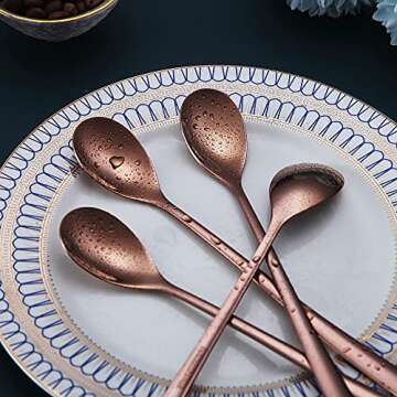 Premium Rose Gold Long Handle Spoons Set for Elegant Dining
