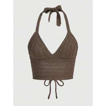 Stylish Crochet Halter Crop Top for Women - Summer Ready