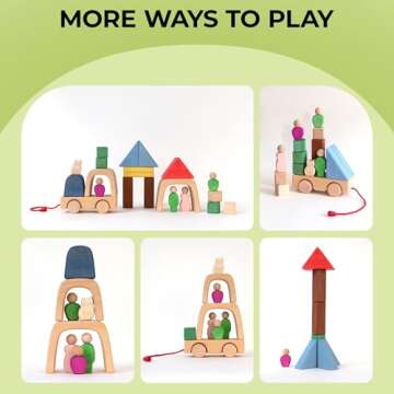 AVDAR Wooden Building Blocks for Toddlers 2-4 Years, 2024 Mom's Choice Award Winner, Wooden Blocks with Post Stickers, Travel Toy Set for Kids Ages 3+