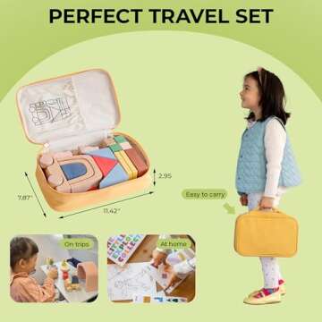 AVDAR Wooden Building Blocks for Toddlers 2-4 Years, 2024 Mom's Choice Award Winner, Wooden Blocks with Post Stickers, Travel Toy Set for Kids Ages 3+