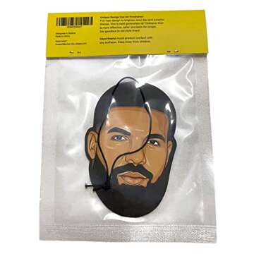 Drake Face Car Air Freshener - Unique Design, Long-Lasting Scent, Elastic Holder. Ideal as a Freshener and Decor for Car, Home, Garage, Bathroom, Basement, Wardrobe, Closet or Driver's Gift