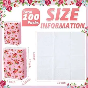 Floral Travel Tissue Packs - 100 Soft Tissues for Weddings