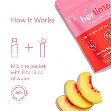 MIXHERS Hertime - Hormone Balance for Women - PMS & Menstrual Relief - with Minerals, Peony Roots, Siberian Ginseng & More - Supplement for Women - 15 Drink Packets - Sugar Free - Strawberry Lemonade