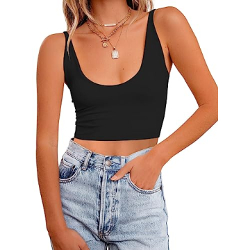 REORIA Adjustable Scoop Neck Tank Top for Women