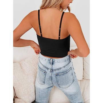 REORIA Adjustable Scoop Neck Tank Top for Women