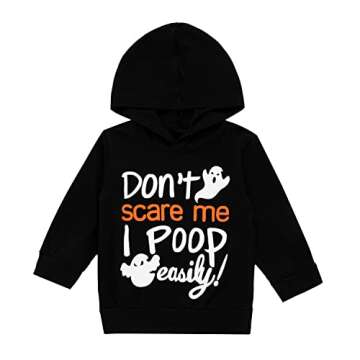 Baby Boy' Don't Scare Me I Poop Easily Hoodie Halloween Outfit Set (3-4 T) Black