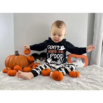 Baby Boy' Don't Scare Me I Poop Easily Hoodie Halloween Outfit Set (3-4 T) Black