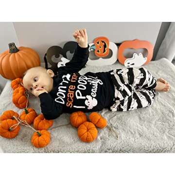Baby Boy' Don't Scare Me I Poop Easily Hoodie Halloween Outfit Set (3-4 T) Black
