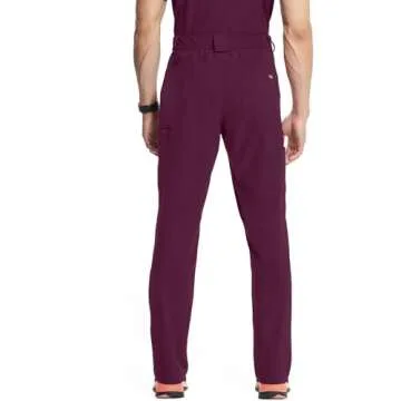 Infinity Cherokee Men's Scrub Pants Modern Fit 6 Pockets Tapered Leg with Drawstring CK200A, L, Wine