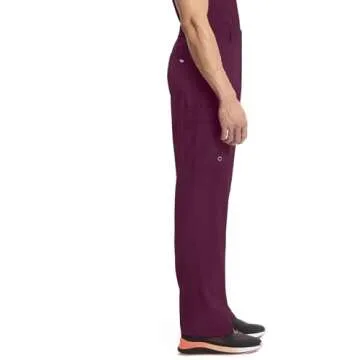 Infinity Cherokee Men's Scrub Pants Modern Fit 6 Pockets Tapered Leg with Drawstring CK200A, L, Wine