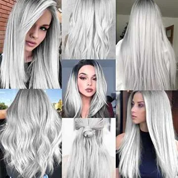 MEckily 22 Inch Clip In White Hair Extensions for Kids & Women