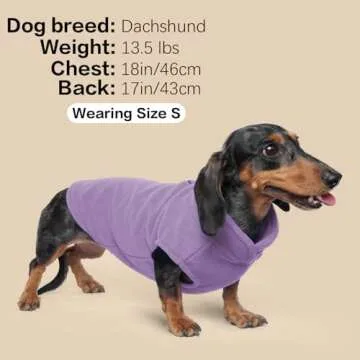 FUAMEY Dog Fleece Vest,Warm Sweatshirt Puppy Stretchy Sweater Pullover Dog Turtleneck Coat Dog Winter Jacket with Leash Hole, Dachshund Sweaters Yorkie Clothes for Small Medium Large Dogs Purple XXS