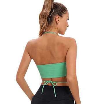 Animastyle Women's Wirefree Halter Padded Sports Bra Green