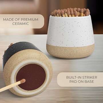 Elegant Decorative Ceramic Match Holder Set for Home Decor
