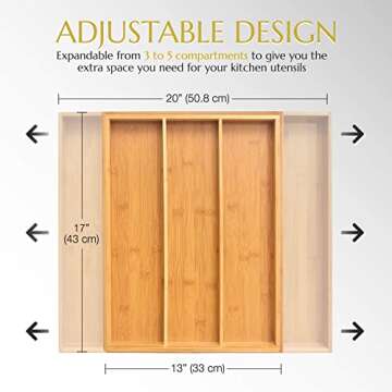 Bamboo Expandable Drawer Organizer for Silverware & Utensils