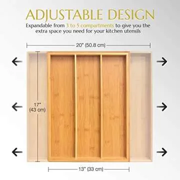 Bamboo Expandable Drawer Organizer for Silverware & Utensils