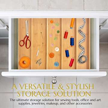 Bamboo Expandable Drawer Organizer for Silverware & Utensils