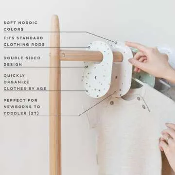 3 Sprouts Baby & Toddler Hanger Closet Dividers Set of 8 - Durable Baby Clothes Organizer, Nursery Closet Organization for Baby Clothing by Size or Age from Infant to Toddler Boy & Girl - Terrazzo