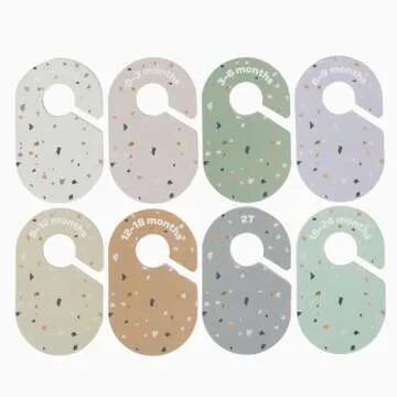 3 Sprouts Baby & Toddler Hanger Closet Dividers Set of 8 - Durable Baby Clothes Organizer, Nursery Closet Organization for Baby Clothing by Size or Age from Infant to Toddler Boy & Girl - Terrazzo