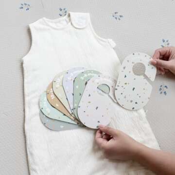 3 Sprouts Baby & Toddler Hanger Closet Dividers Set of 8 - Durable Baby Clothes Organizer, Nursery Closet Organization for Baby Clothing by Size or Age from Infant to Toddler Boy & Girl - Terrazzo