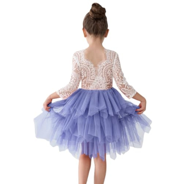 2Bunnies Elegant Peony Lace Flower Girl Dress - Boho Chic Tiered Tutu
