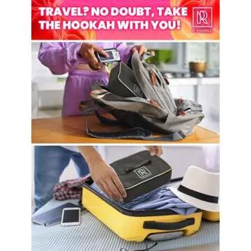 Pink Hookah Set With Everything - Premium Pink Hookah Set And Bag For Travel Flat Hookah Box Hookah Set With Charcoal Holder & Coal Cover- Travel Hookah Set With Everything by M. ROSENFELD