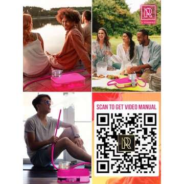 Pink Hookah Set With Everything - Premium Pink Hookah Set And Bag For Travel Flat Hookah Box Hookah Set With Charcoal Holder & Coal Cover- Travel Hookah Set With Everything by M. ROSENFELD