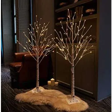 Hairui Lighted Birch Tree Plug in 4FT 72 LED White Twig Tree with Lights for Christmas Easter Wedding Room Decorations Indoor Outdoor